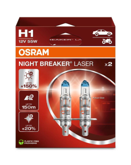 SET 2 BECURI 12V H1 55 W NIGHT BREAKER LASER NEXTGEN +150% OSRAM