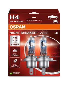 SET 2 BECURI 12V H4 60/55 W NIGHT BREAKER LASER NEXTGEN +150% OSRAM